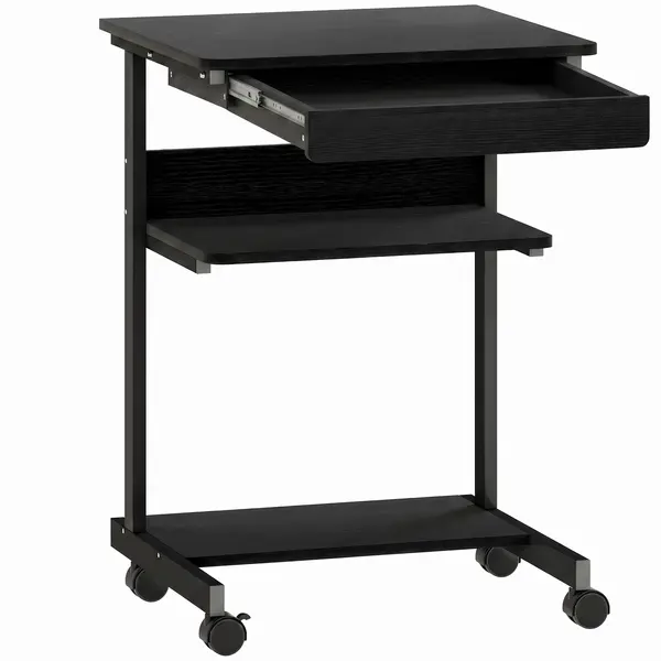 HOMCOM Birou PC cu Sertar Glisant și 2 Rafturi Deschise Negru | Aosom Romania
