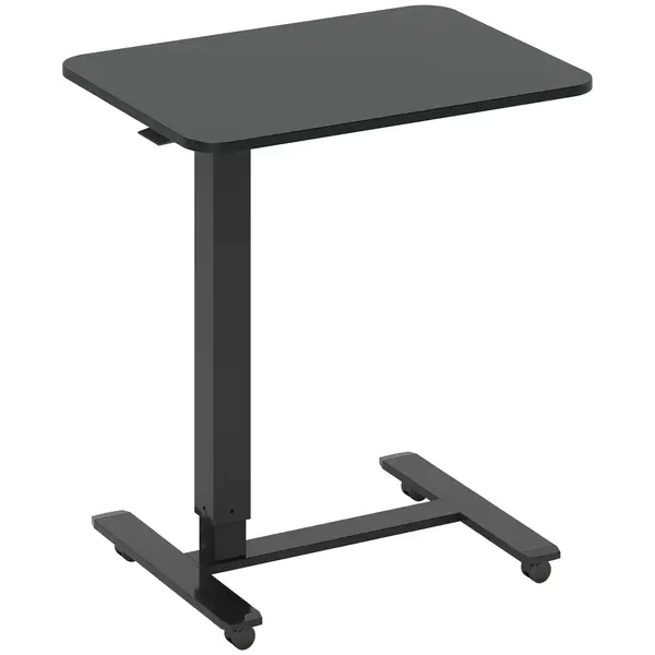 HOMCOM Birou reglabil pe înălțime incl. 4 roți C-Formă 65 cm x 48 cm x 70-110 cm Negru | Aosom Romania