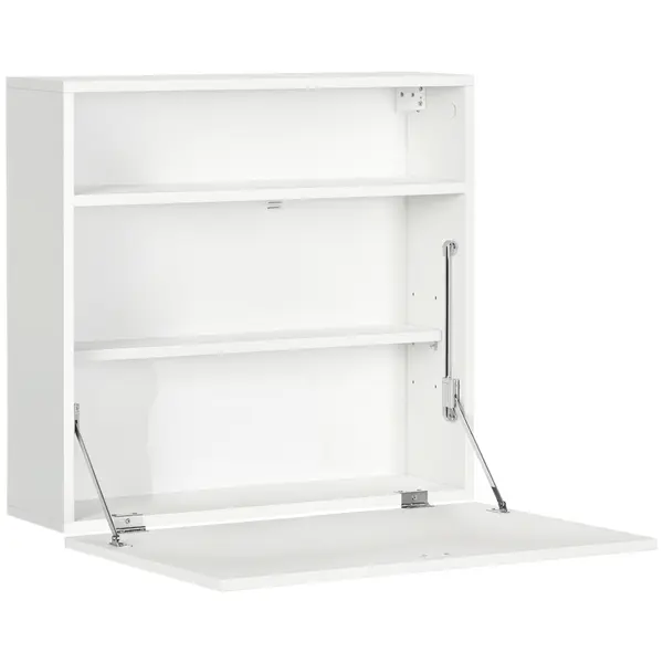 HOMCOM Birou suspendat birou de perete cu tavă pliabilă și 3 compartimente - 64 x 20 x 60 cm - alb | Aosom Romania