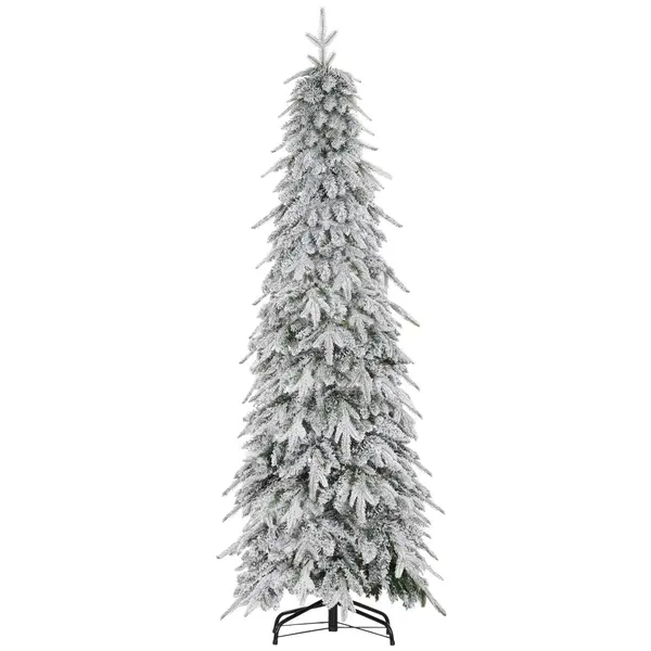 HOMCOM Brad de Crăciun artificial 180 cm, cu aspect natural, 600 de crenguțe dense, zăpadă artificială, deschidere automată | Aosom Romania