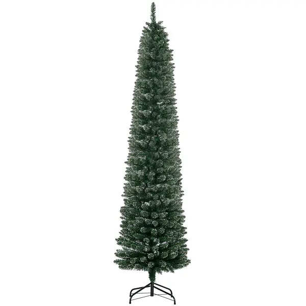 HOMCOM Brad de Crăciun Slim cu 624 Ramuri, Bază Pliabilă, Plastic și Metal, 56x56x225 cm, Verde | Aosom Romania