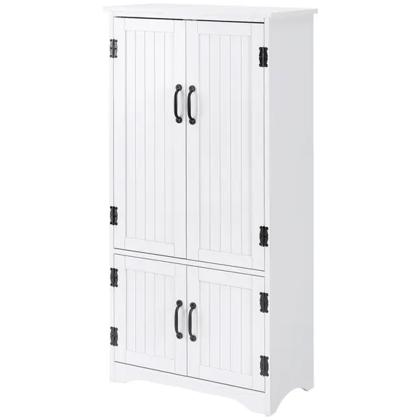 HOMCOM Bufet de bucătărie cămară de bucătărie contemporană multi-spații de depozitare 2 dulapuri 3 rafturi MDF panouri particule alb | Aosom Romania
