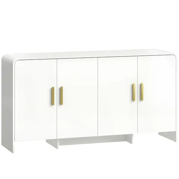 HOMCOM Bufet de Bucătărie cu 4 Rafturi 4 Uși cu Închidere Silențioasă Mobilier pentru TV pentru Televizoare de 182,88 cm 152x40x80 cm Alb | Aosom Romania
