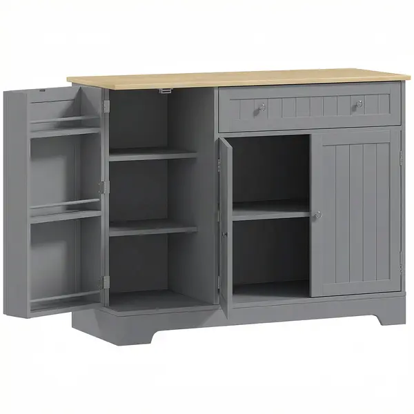 HOMCOM Bufet de bucătărie Dulap de bucătărie cu 3 rafturi pe ușă Sertar Rafturi reglabile pentru dining 105x40x83 cm Gri | Aosom Romania