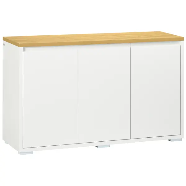 HOMCOM Bufet de Bucătărie, Dulap Depozitare cu 3 Uși, Rafturi Reglabile, Design Modern pentru Living, Hol, Alb | Aosom Romania