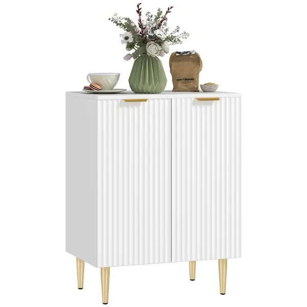 HOMCOM Bufet de bucătărie, mobilier de depozitare cu 2 uși, raft reglabil, picioare metalice ridicate, 60 x 40 x 80 cm, alb | Aosom Romania