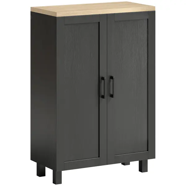 HOMCOM Bufet de Living Îngust cu 2 Uși Dulap de Bucătărie cu Poliță Reglabilă pentru Hol 60x30x90 cm Negru | Aosom Romania
