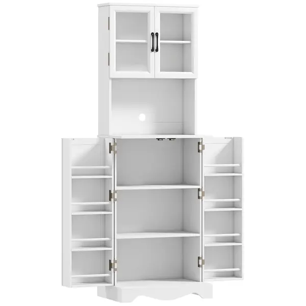 HOMCOM Bufet înalt bucătărie dulap de bucătărie 4 uși 8 suporturi condimente blat raft reglabil 60x39,5x179,6cm alb | Aosom Romania