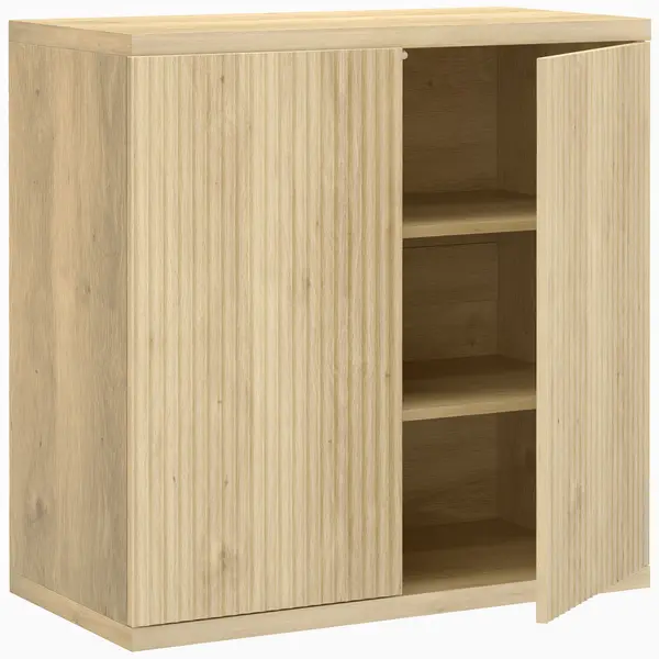 HOMCOM Bufet living, corp de depozitare modern cu uși cu închidere silențioasă și rafturi reglabile, 78 x 39 x 79 cm, stejar | Aosom Romania
