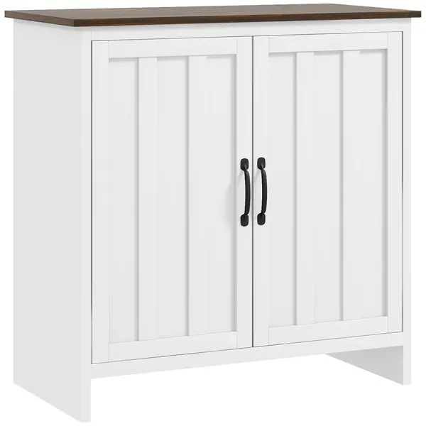 HOMCOM Bufet Modern pentru Bucătărie, Mobilier cu 2 Uși și Raft Reglabil din Lemn, 80x39,7x80 cm, Alb | Aosom Romania