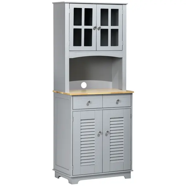 HOMCOM Bufet pentru bucatarie, Mobilier din lemn, dulap de bucatarie in stil clasic, Gri, 68x39.5x170cm | Aosom Romania