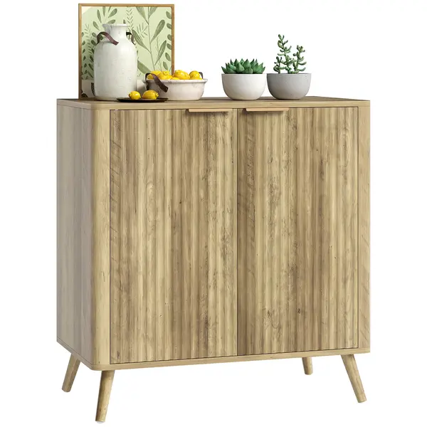 HOMCOM Bufet sufragerie mobilier de depozitare cu dulap cu 2 uși și raft reglabil, 77 x 40 x 81 cm, aspect lemn | Aosom Romania