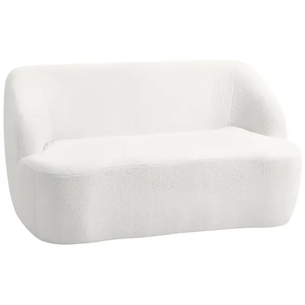 HOMCOM Canapea 2 Locuri, Design Curbat, Canapea cu Material Textil Moale, pentru Living, Dormitor, Birou la Domiciliu, Crem | Aosom Romania