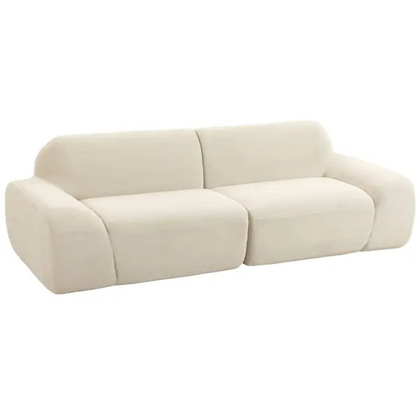 HOMCOM Canapea 3 locuri din chenille 244 cm, canapea modernă pentru living, șezut și brațare late, arcuri individuale (pocket), crem | Aosom Romania