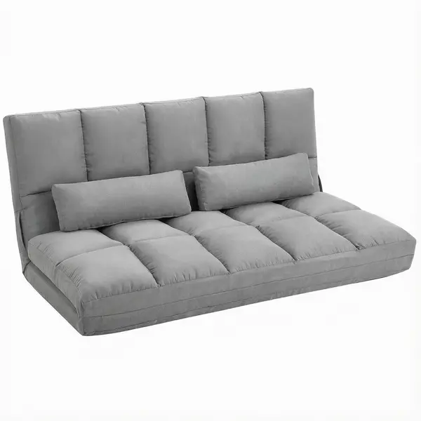 HOMCOM Canapea De Podea Pliabila, 130x73x60 cm Gri | Aosom Romania