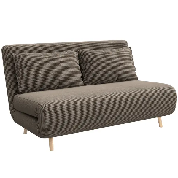 HOMCOM Canapea extensibilă, pat pentru oaspeți, spătar reglabil 3 trepte, aspect reiat, până la 120 kg, 141 x 90 x 81 cm, maro închis | Aosom Romania