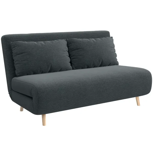 HOMCOM Canapea extensibilă, pat pentru oaspeți, spătar reglabil în 3 poziții, aspect corduroy, până la 120 kg, 141 x 90 x 81 cm, Gri închis | Aosom Romania