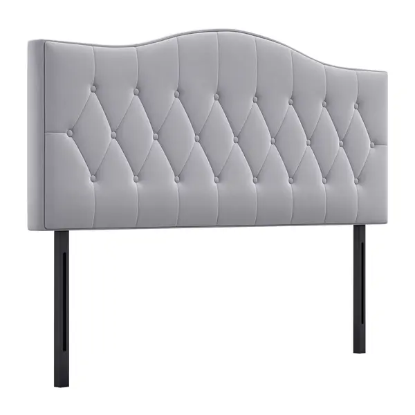 HOMCOM Cap de pat pentru pat, tapitat, cap tapitat pentru pat, culoare gri, placaj de pappel, material textil din catifea, 185 x 8 x 134 cm | Aosom Romania