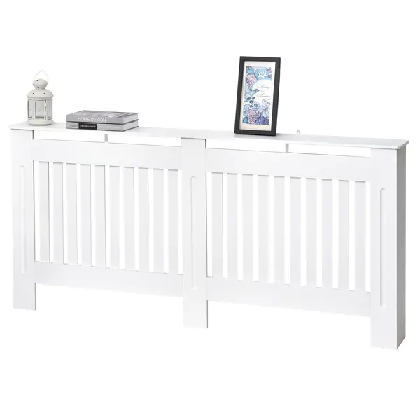 HOMCOM Carcasă Modernă pentru Calorifer din MDF Stratificat, Carcasă Calorifer pentru Casă și Birou, 172x19x81 cm, Alb | Aosom Romania