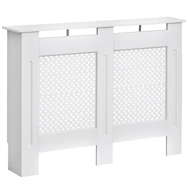 HOMCOM Carcasă Modernă pentru Calorifer, Model cu Gratii din MDF, Design cu Lamele pentru Casă și Birou, 111,5x82x19 cm, Alb | Aosom Romania