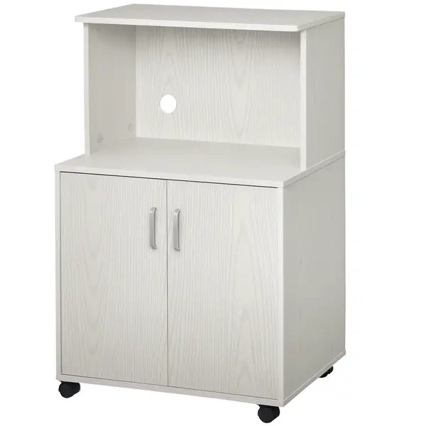 HOMCOM Cărucior cărucior cuptor cu microunde dulap 2 uși - dim. 60,4L x 40,3l x 97H cm - alb | Aosom Romania