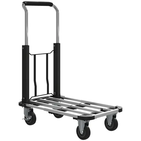 HOMCOM Cărucior Portapachete Pliabil cu Platformă Extensibilă, Capacitate 150 kg, Mâner Reglabil, Argintiu | Aosom Romania