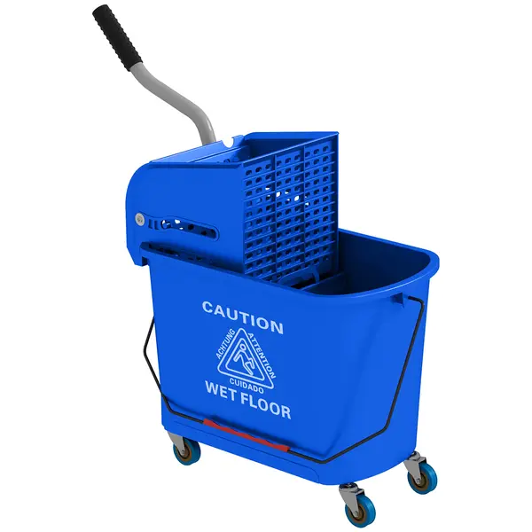 HOMCOM Cărucior Profesional pentru Curățenie cu Găleată pentru Mop de 20L, 60x27x70,5 cm, Albastru | Aosom Romania