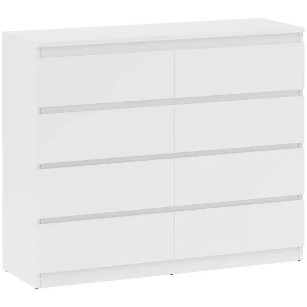 HOMCOM Comodă 8 Sertare cu Mânere Canelate 120x39x100 cm Alb | Aosom Romania