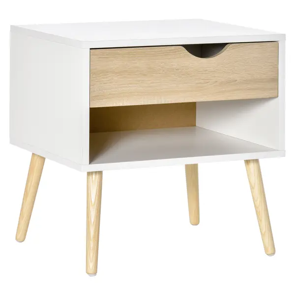 HOMCOM Comodă de noapte cu design scandinav elegant și practică, ideală pentru orice interior | Aosom Romania