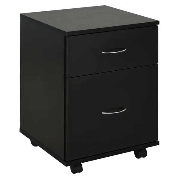 HOMCOM Comodă Mobilă pentru Birou, Design Modern pe Roți, din Lemn, 41x39x58cm, Negru | Aosom Romania