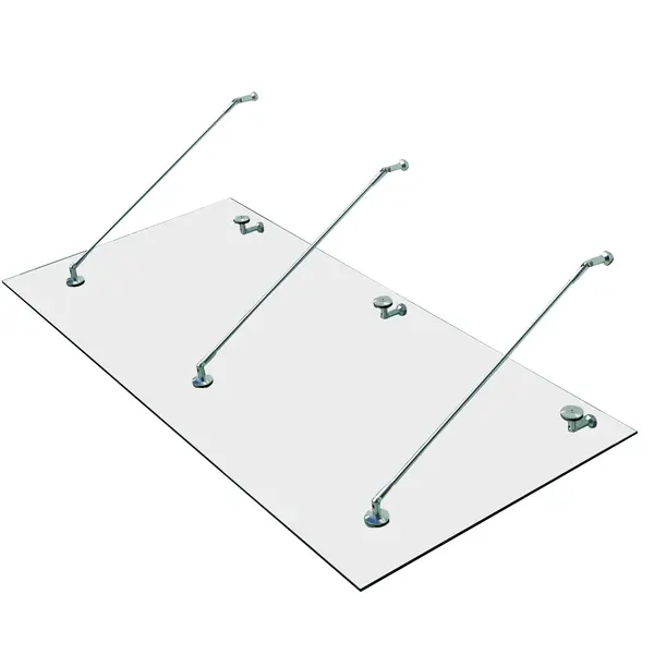 HOMCOM Copertină din sticlă pentru ușă, sticlă călită (ESG), oțel inoxidabil, sticlă transparentă 200x90cm | Aosom Romania