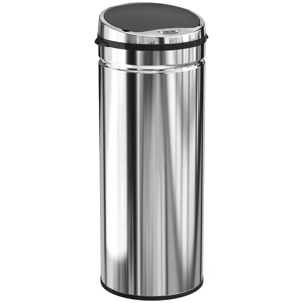 HOMCOM Coș cu senzor de mișcare deschidere automată 50 L en acier inoxydable noir et argent | Aosom Romania