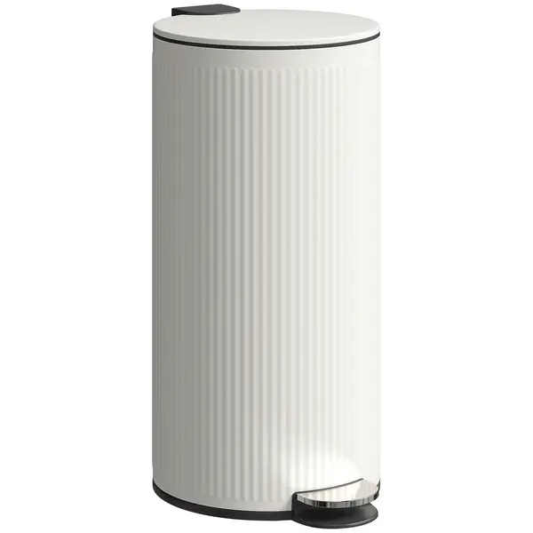 HOMCOM Coș de gunoi 30 L cu capac soft-close, metal și PP, crem | Aosom Romania