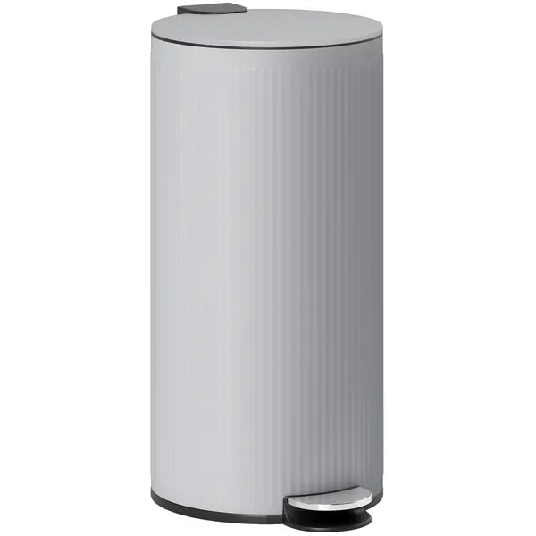 HOMCOM Coș de gunoi bucătărie 30L, coș cu pedală cu găleată interioară detașabilă, capac cu închidere silențioasă, 36x30x60,5cm, gri | Aosom Romania