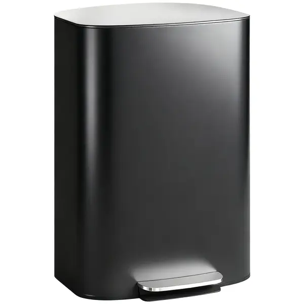 HOMCOM Coș de gunoi bucătărie 50 L coș cu pedală cu funcție menținere deschisă, capac Soft-Close, pedală, negru | Aosom Romania