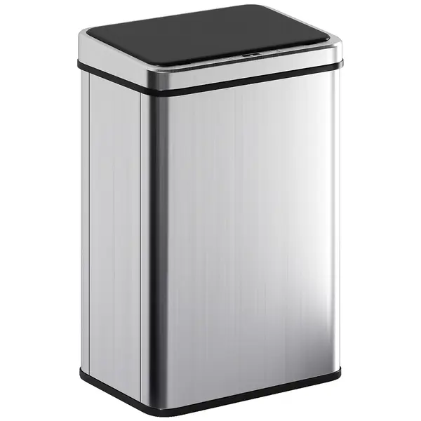HOMCOM Coș de gunoi cu senzor 40L oțel inoxidabil Coș de gunoi automat cu capac cu închidere silențioasă senzor de mișcare 35,5 x 26 x 55 cm Argintiu | Aosom Romania