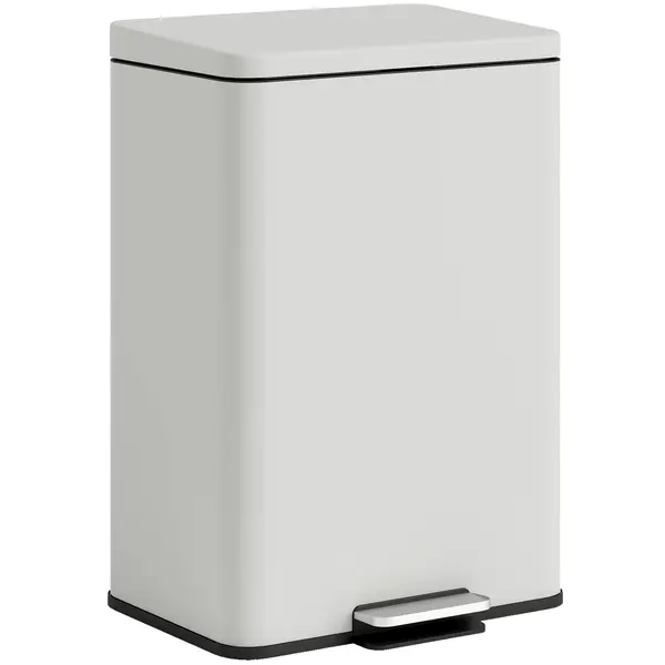 HOMCOM Coș de gunoi de bucătărie 20 L din metal, coș cu pedală, capac cu închidere moale, crem | Aosom Romania