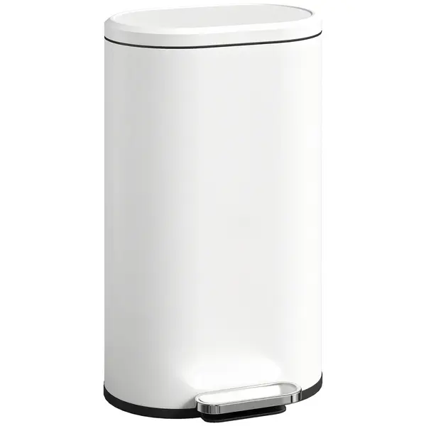 HOMCOM Coș de gunoi pentru bucătărie 30 L, coș cu pedală cu capac Soft-Close, pedală din metal, alb crem, 36,5 X 31 x 61 cm | Aosom Romania