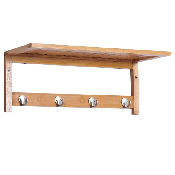 HOMCOM Cuier de Perete Raft Cuier in Bambù, 50x17x20cm | Aosom Romania
