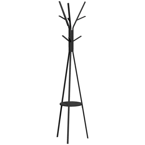 HOMCOM Cuier în Formă de Pom Design Modern, Metal Negru, Ideal pentru Hol, 45x45x180 cm | Aosom Romania