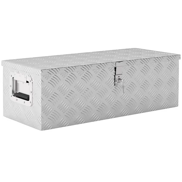 HOMCOM Cutie de depozitare din aluminiu cu mânere retractabile, închidere cu cheie, cufăr unelte multifuncțional, 76x33x25 cm, Gri | Aosom Romania