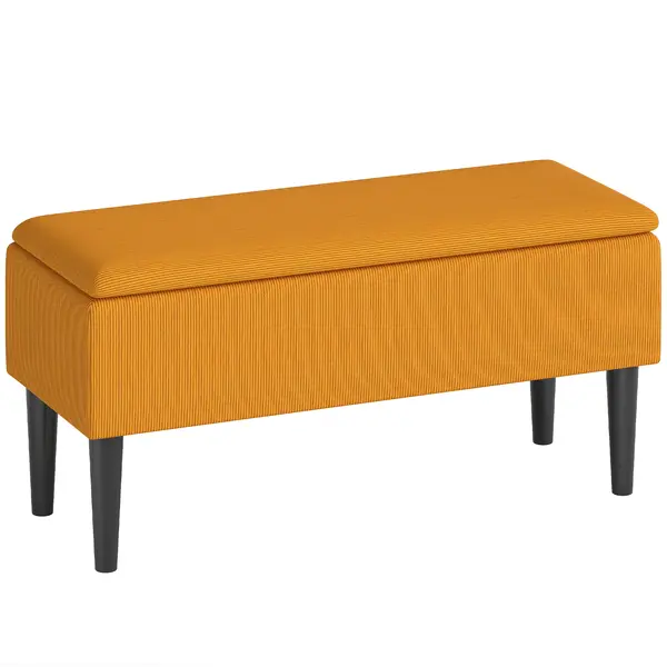 HOMCOM Cutie de Depozitare Otomană Modernă cu Picioare din Lemn, Suportă până la 120KG, pentru Living, Portocaliu | Aosom Romania