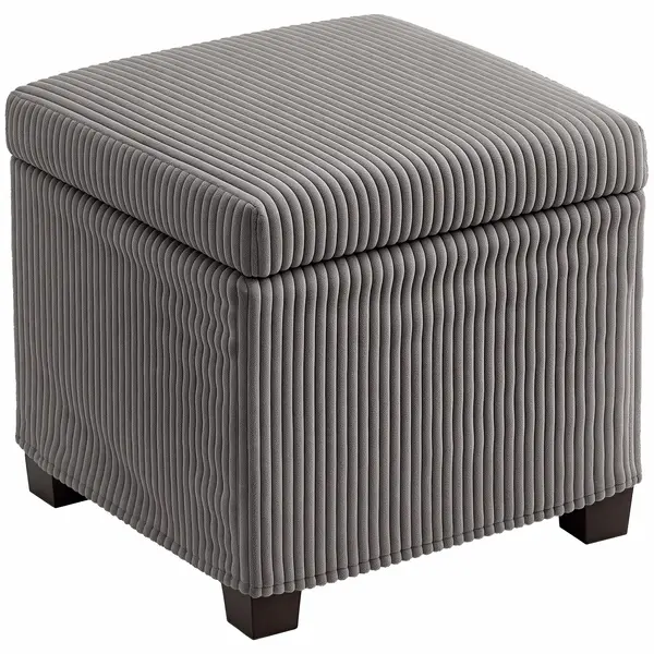 HOMCOM Cutie puf depozitare 30 L cu capac detașabil, puf ottoman cube umplutură din catifea groasă, 40 x 40 x 40 cm, gri | Aosom Romania
