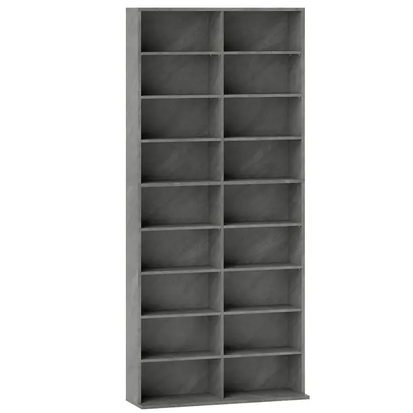 HOMCOM Depozitare pentru CD și DVD 18 compartimente capacitate max. 640 CD/360 DVD 430 Blu-ray 78,5 x 24 x 175 cm gri deschis | Aosom Romania