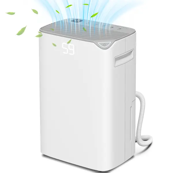 HOMCOM Deumidificator Portabil cu Rezervor de 2,5L, 2 Viteze, Temporizator și Oprire Automată, 32x23x49 cm, Alb | Aosom Romania