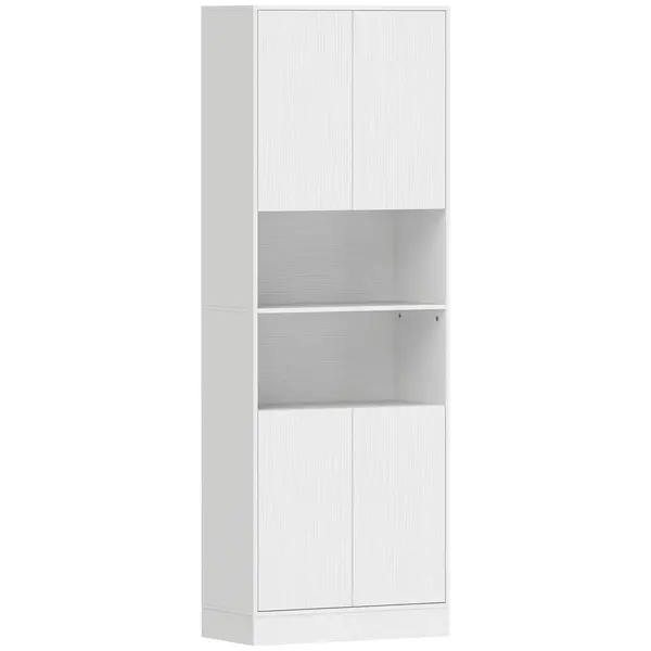 HOMCOM Dulap Cămară de Bucătărie 170cm, cu Raft Reglabil, Alb | Aosom Romania