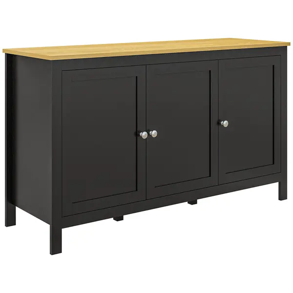 HOMCOM Dulap cu 2 Compartimente și 2 Rafturi Reglabile pe 3 Nivele, 120 x 40 x 70 cm, Negru și Lemn | Aosom Romania