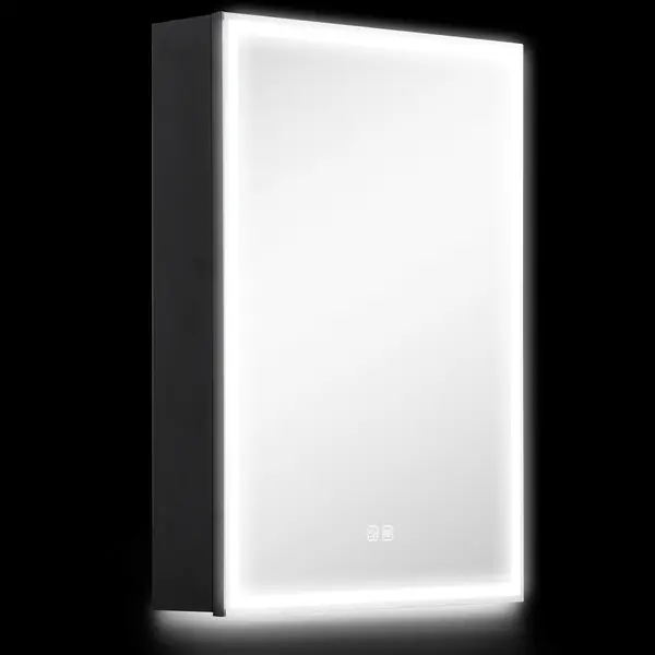 HOMCOM Dulap cu Oglindă pentru Baie cu Lumini LED și Priză pentru Aparat de Ras, Dulap Suspendat cu Funcție Anti-Ceață, Reglare Luminozitate, 3 Culori, Negru | Aosom Romania
