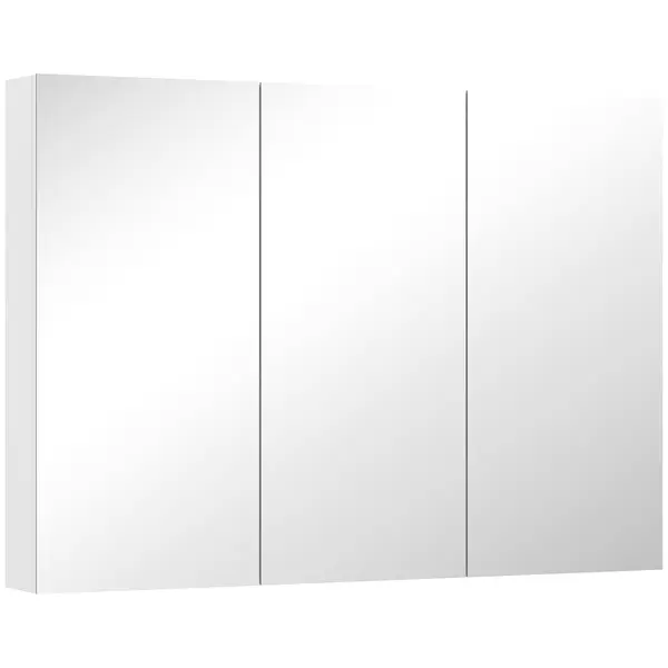 HOMCOM Dulap de Baie cu Oglindă, 3 Uși, 4 Rafturi Reglabile, 91,5 x 11,5 x 65 cm, Alb | Aosom Romania
