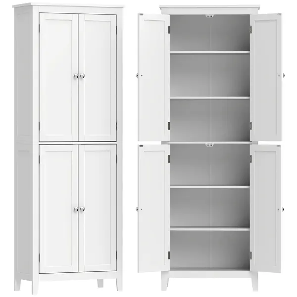 HOMCOM Dulap De Baie Slim Cu 2 Uși, Rafturi Reglabile, MDF, Metal, 60x30x170 cm, Alb | Aosom Romania